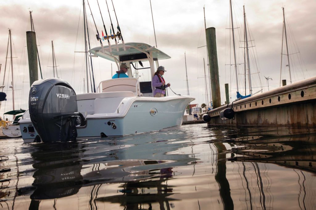 Updated Yamaha V6 F300 powering a boat