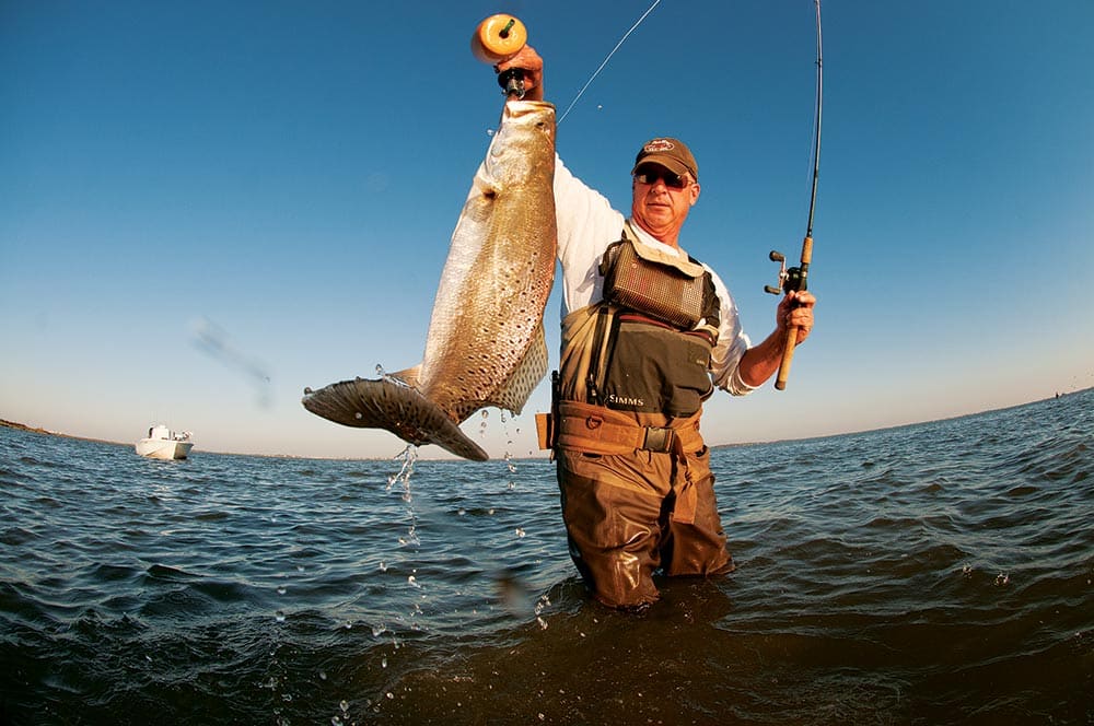 Wade fishing for trout