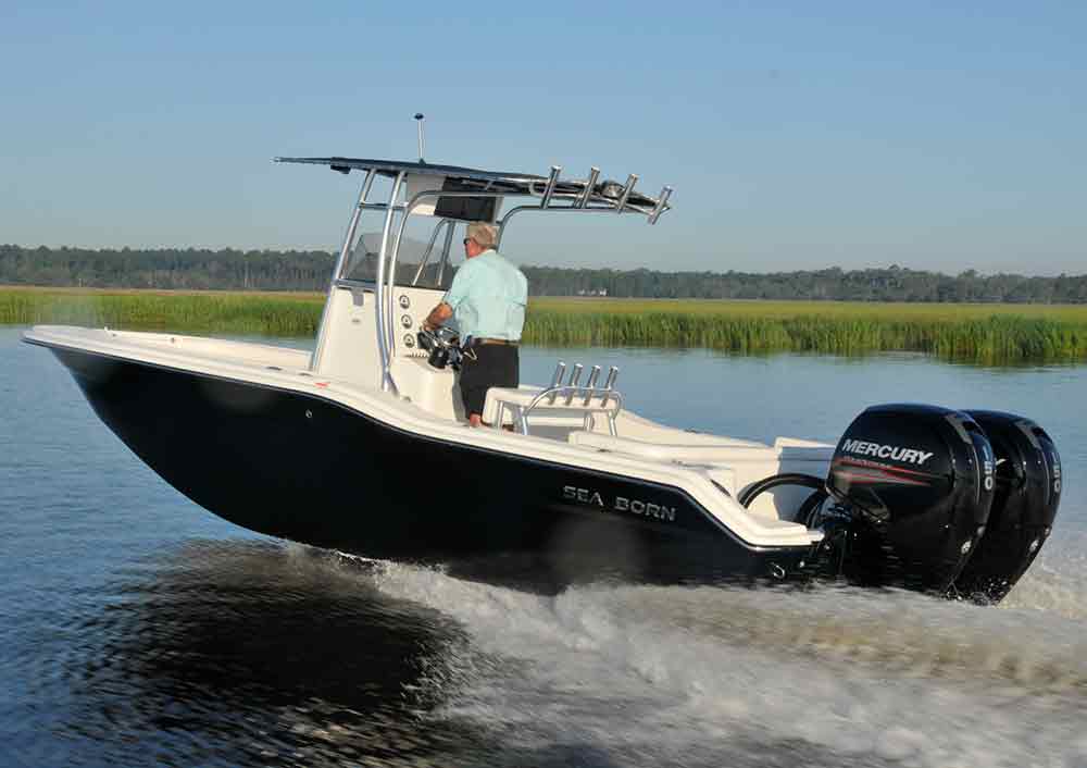 twin outboards on Sea Dorn boat