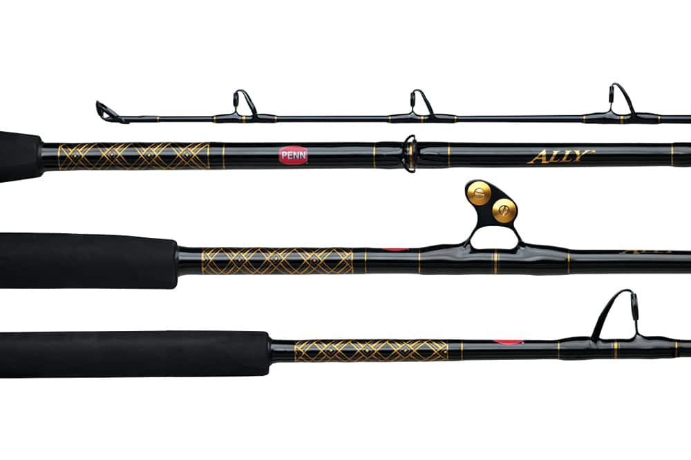 Selection of yellowfin tuna Penn Ally boat fishing rods