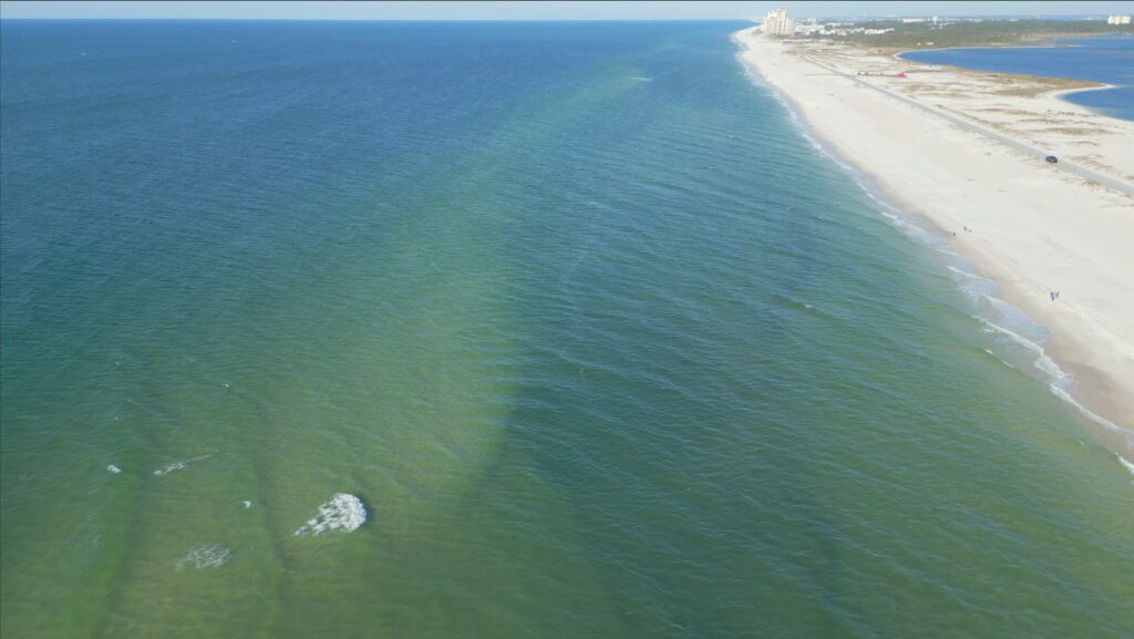 troughs and sandbars along the beach